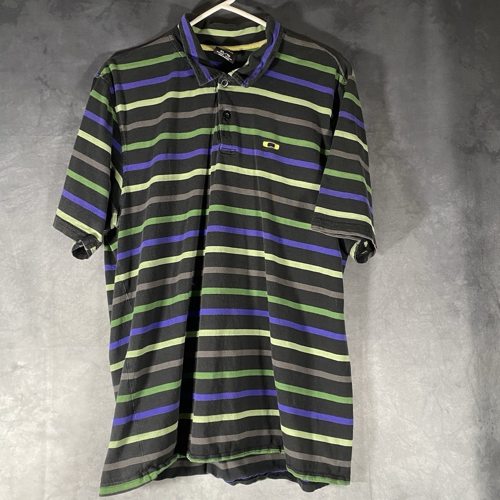Oakley‎ Golf Polo Stripped Short Sleeve Size XL Embroidered Logo